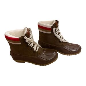 Nautica Brown Women’s Duck Boots with White Laces and Red Stripe